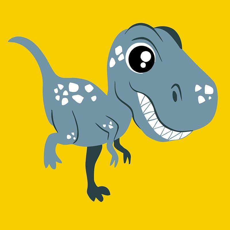 Tiranosaurio Rex Gris Lindo Feliz en Dibujos Animados Pintar por Números Niños