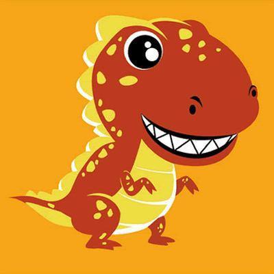 Tiranosaurio Rex Lindo de Color Amarillo y Rojo Pintar por Números Niños