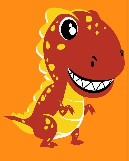 Tiranosaurio Rex Rojo de Dibujos Animados Pintar por Números Niños
