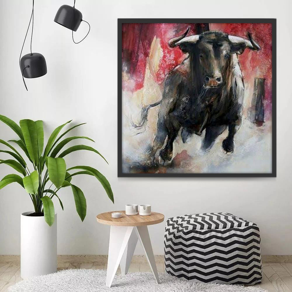 Toro Negro Corriendo Pintar por Números
