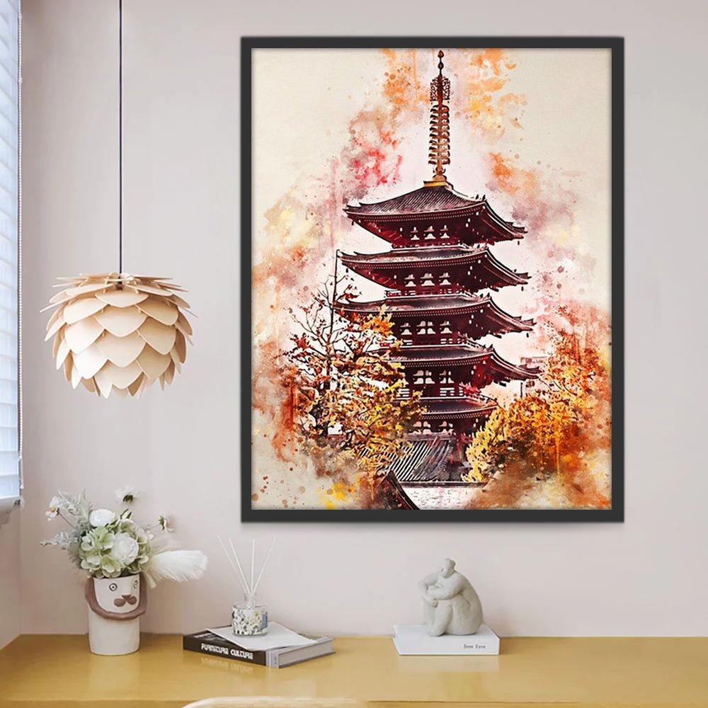 Torre Antigua de China en el Otoño Pintar por Números
