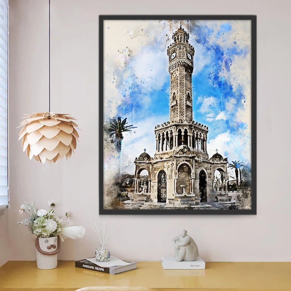 Torre con Reloj Pintar por Números