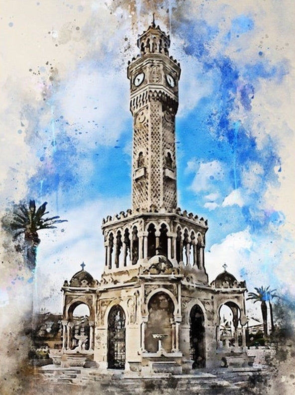 Torre con Reloj Pintar por Números