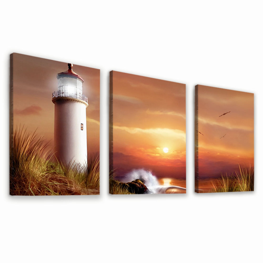 Torre de Faro al Atardecer 3 Partes Pintar por Números