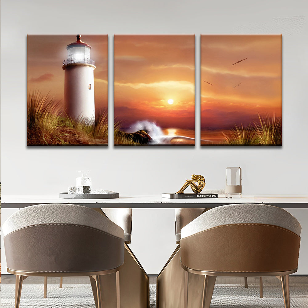 Torre de Faro al Atardecer 3 Partes Pintar por Números