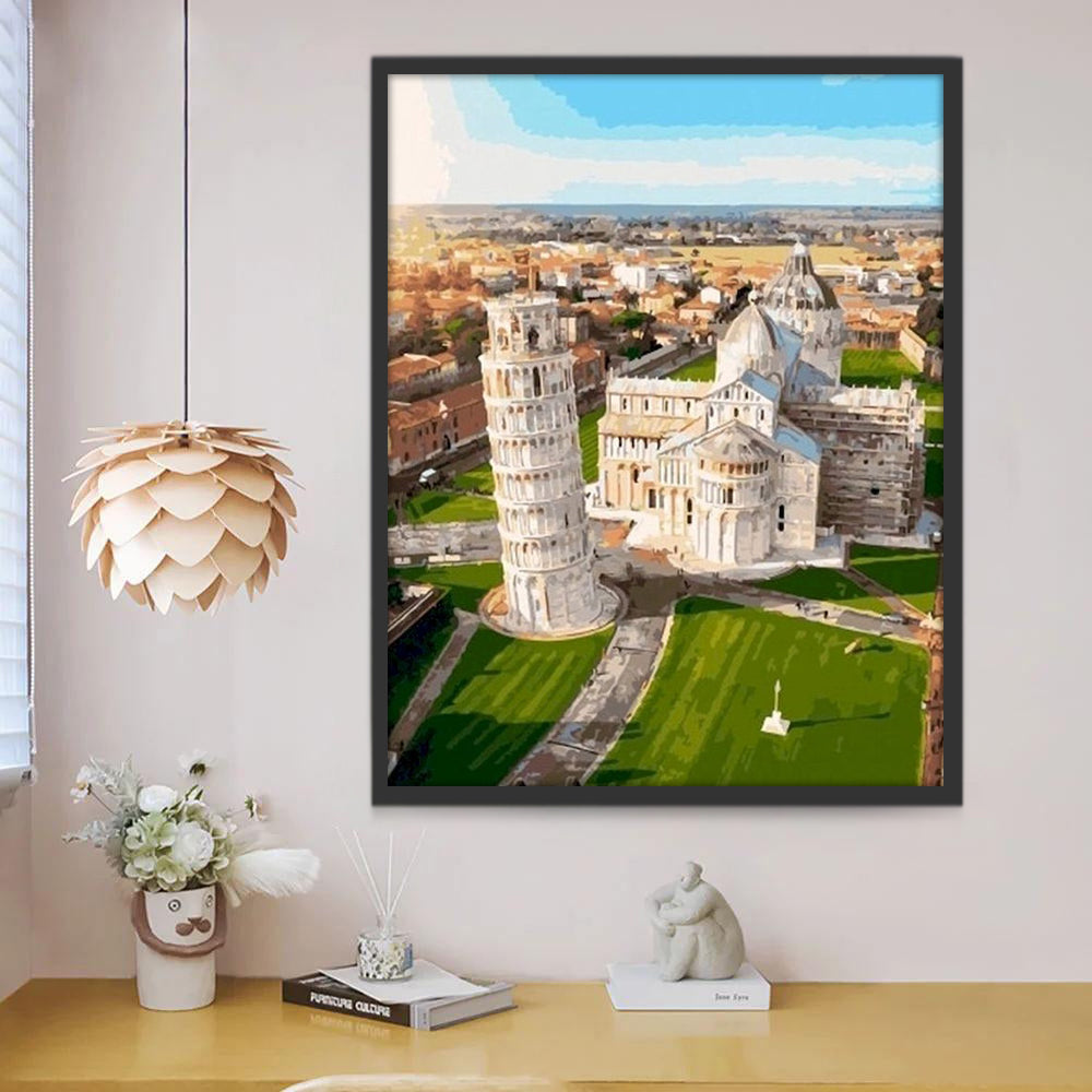 Torre de Pisa y la Plaza del Duomo de Pisa Pintar por Números