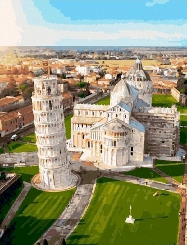 Torre de Pisa y la Plaza del Duomo de Pisa Pintar por Números