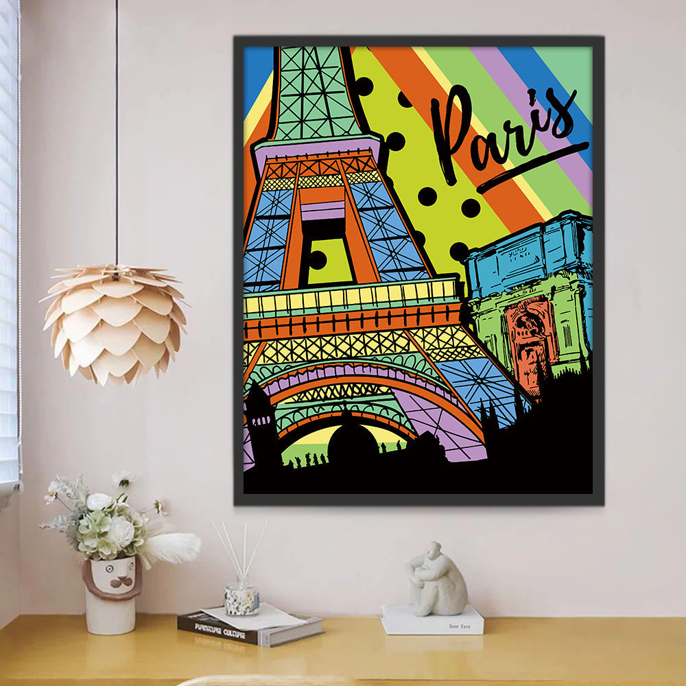 Torre Eiffel Colorida en París Pintar por Números