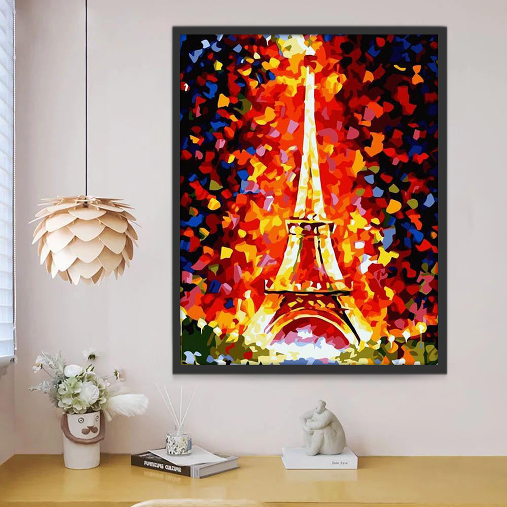 Torre Eiffel con Fondo Colorido Pintar por Números