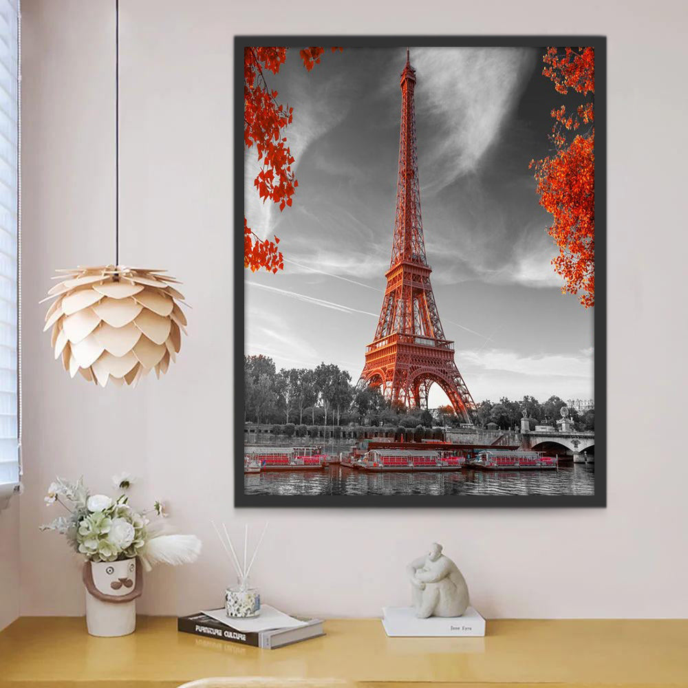 Torre Eiffel de Color Rojo Pintar por Números