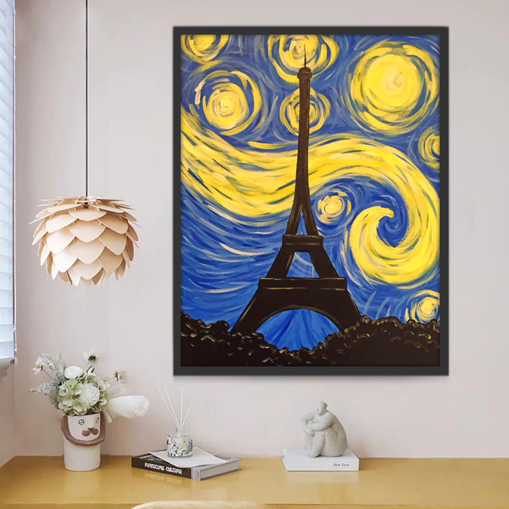 Torre Eiffel en la Noche Estrellada Pintar por Números