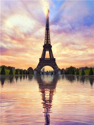 Torre Eiffel Reflejando en el Agua Pintar por Números