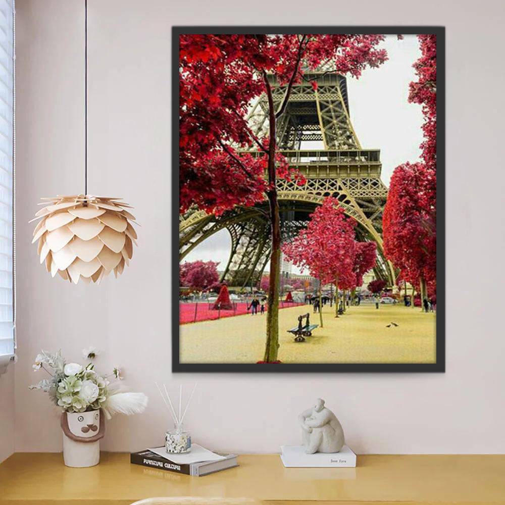 Torre Eiffel y Árboles en Otoño Pintar por Números