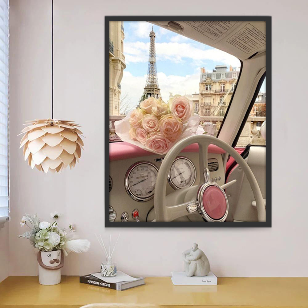 Torre Eiffel y el Interior del Coche Pintar por Números