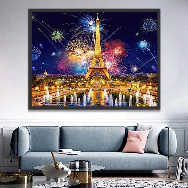 Torre Eiffel y Fuegos Artificiales Pintar por Números