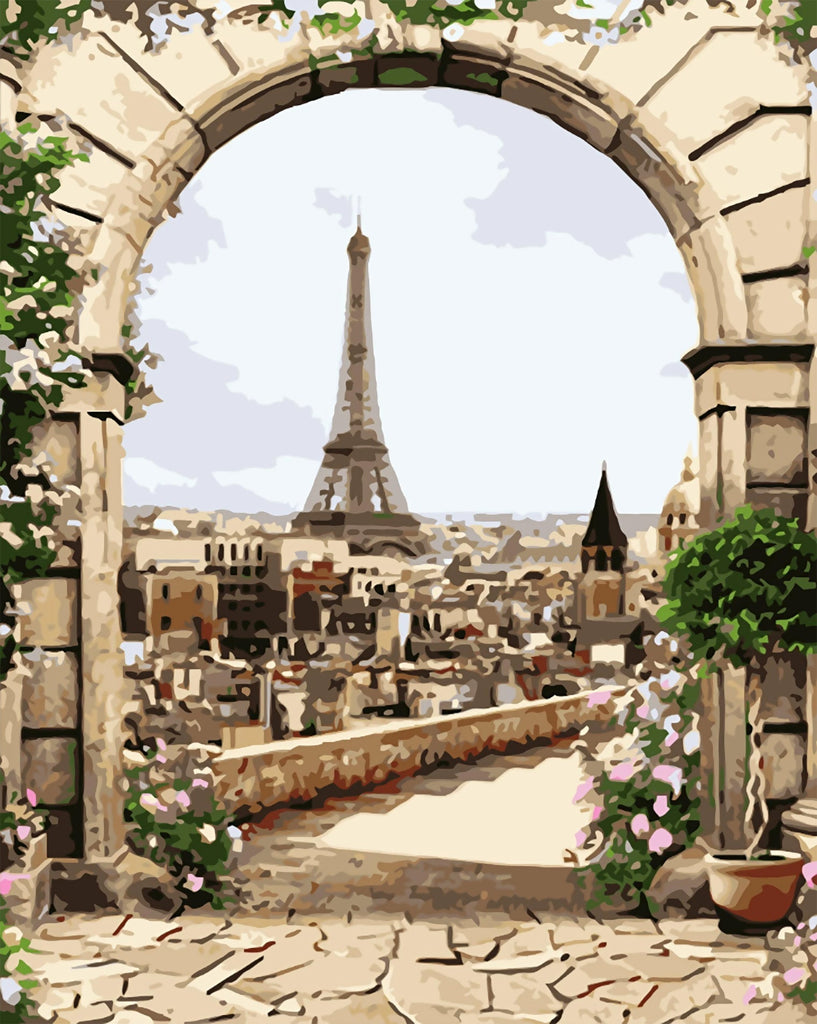 Torre Eiffel y Puerta Arqueada Pintar por Números
