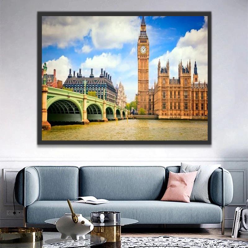 Torres de Catedral y Puente de Westminster Pintar por Números