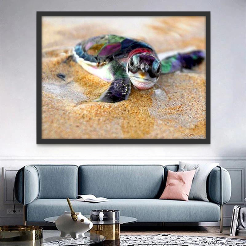 Tortuga Bebé Linda en Playa Pintar por Números
