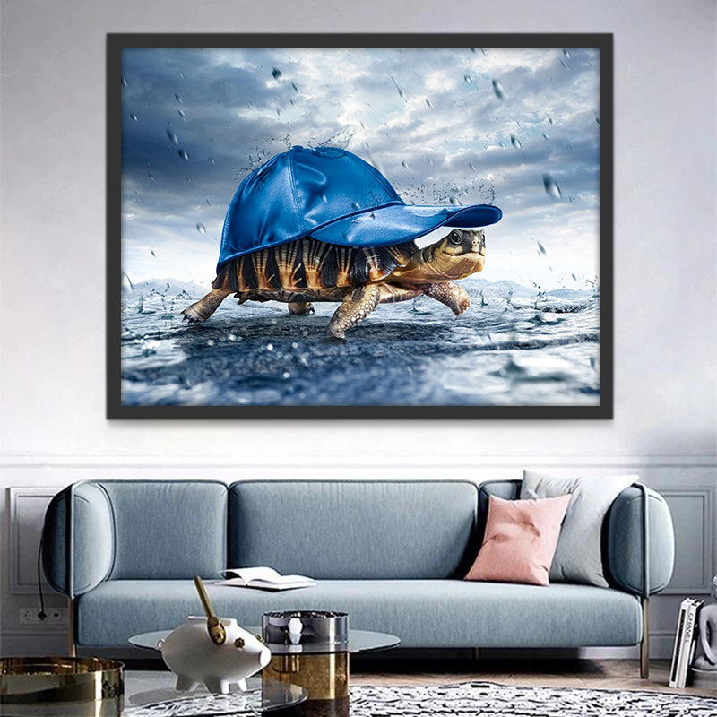 Tortuga con Gorro de Béisbol Pintar por Números