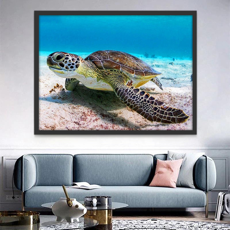 Tortuga en Arena de Fondo Marino Pintar por Números