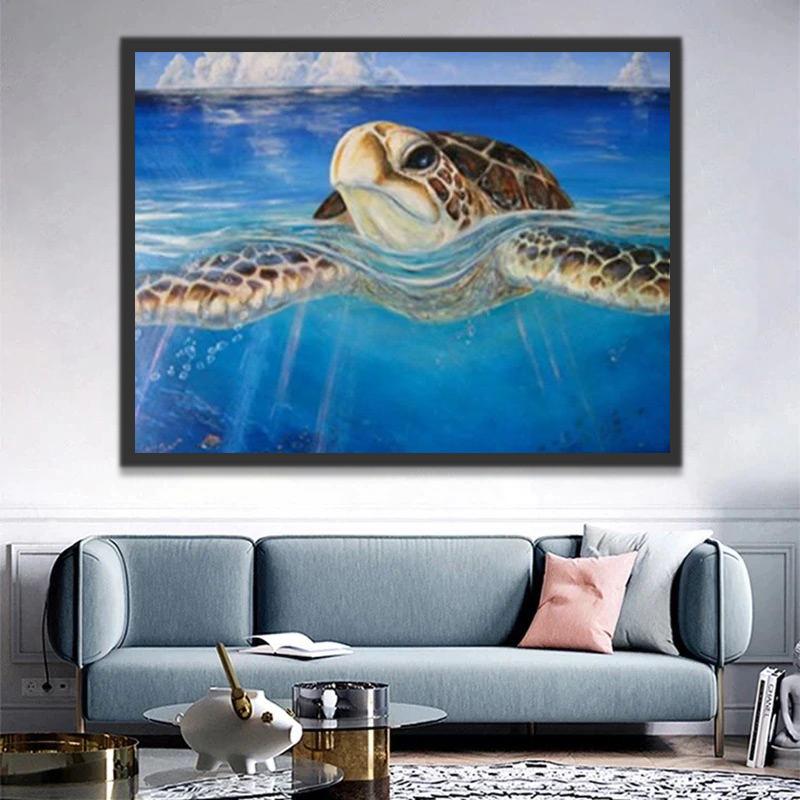 Tortuga en Superficie de Mar Azul Pintar por Números