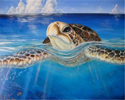 Tortuga en Superficie de Mar Azul Pintar por Números