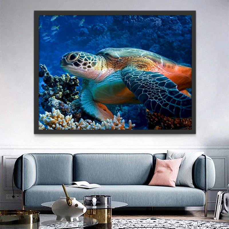 Tortuga Marina en Fondo del Mar Pintar por Números