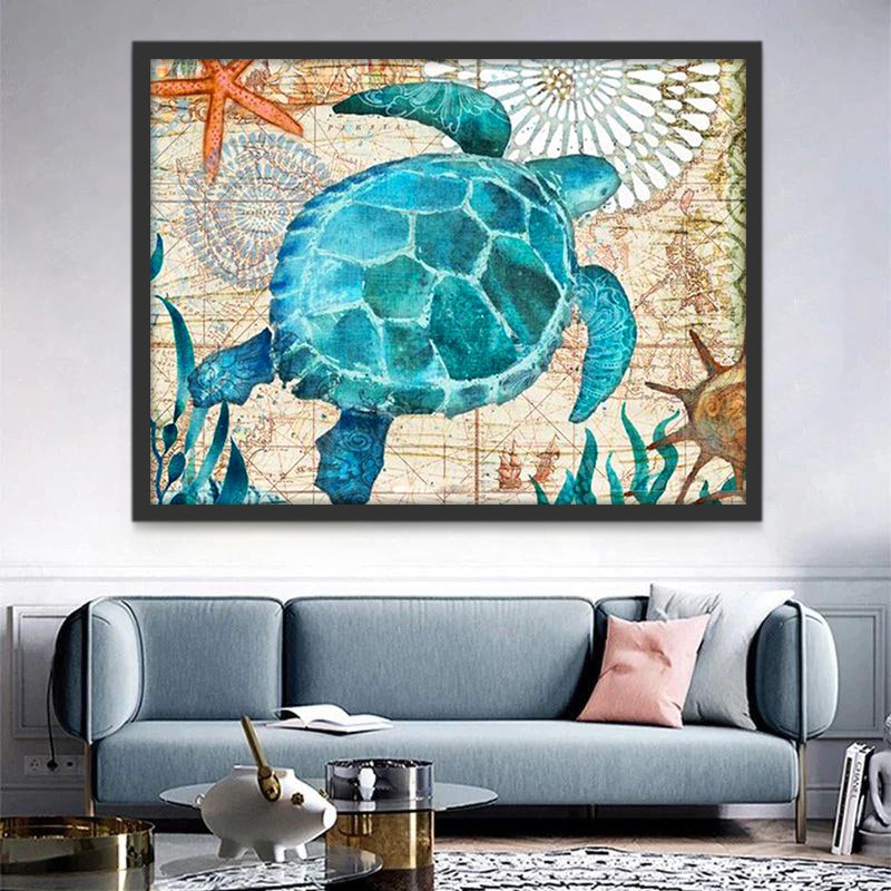 Tortuga Marina y Estrellas de Mar Pintar por Números
