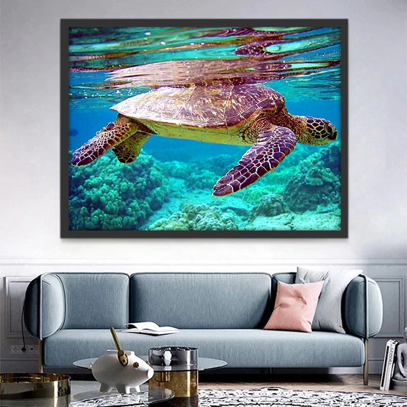 Tortuga Sola en el Fondo Marino Pintar por Números