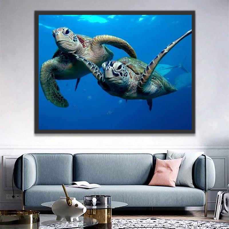 Tortugas Marinas en Mar Azul Claro Pintar por Números