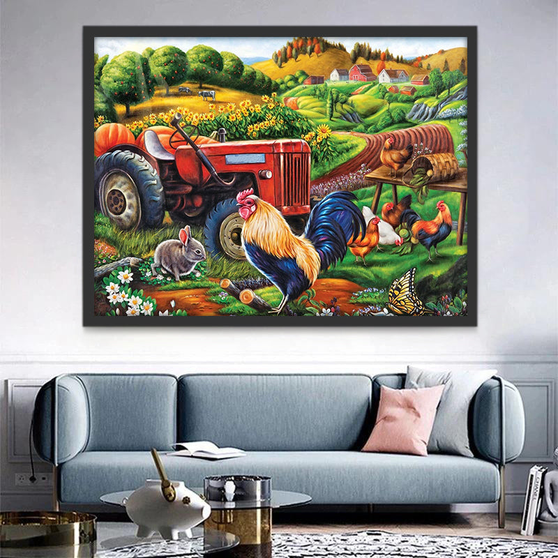 Tractor Rojo en la Granja Pintar por Números