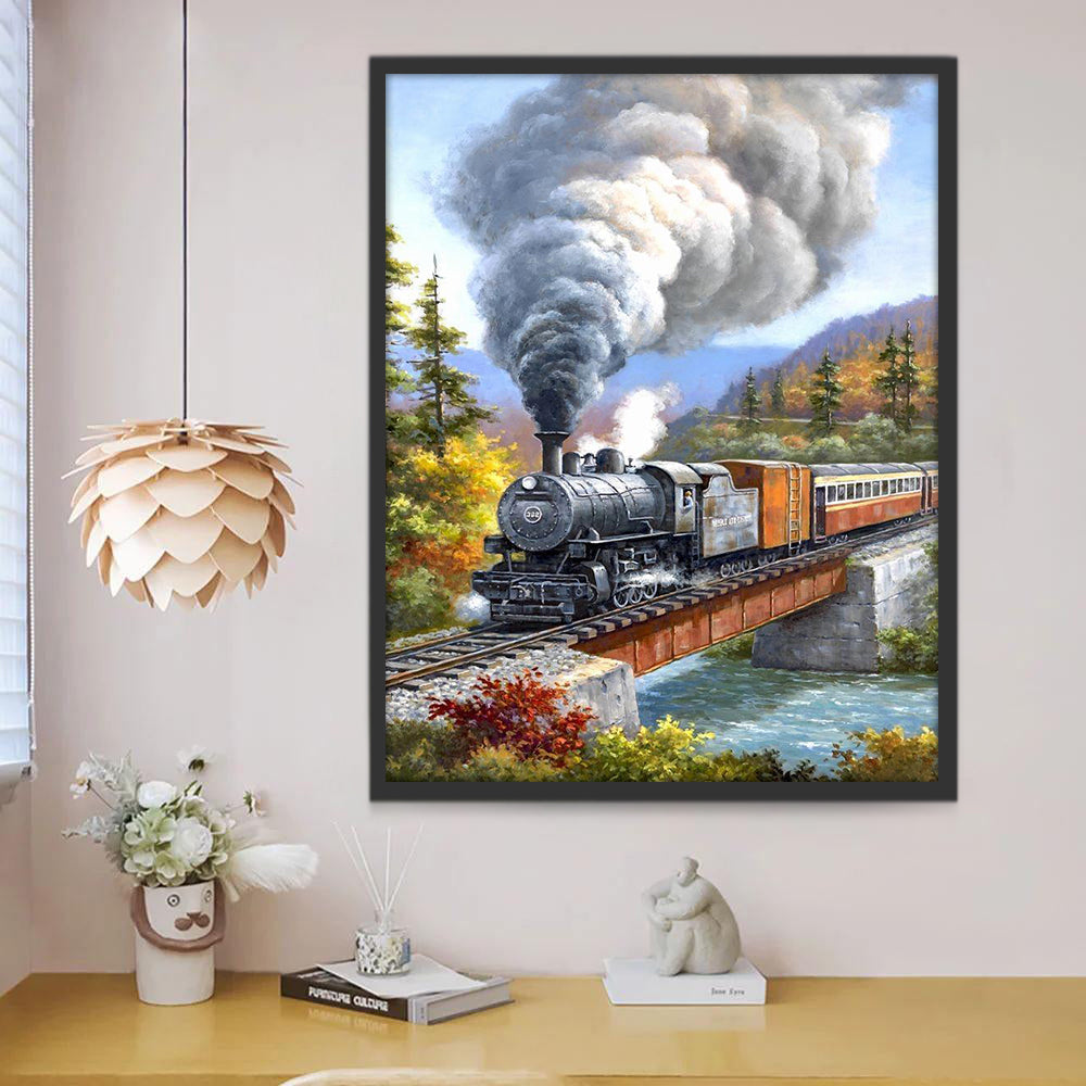 Tren con Humo en el Bosque Pintar por Números