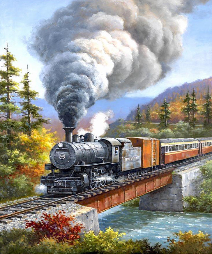 Tren con Humo en el Bosque Pintar por Números