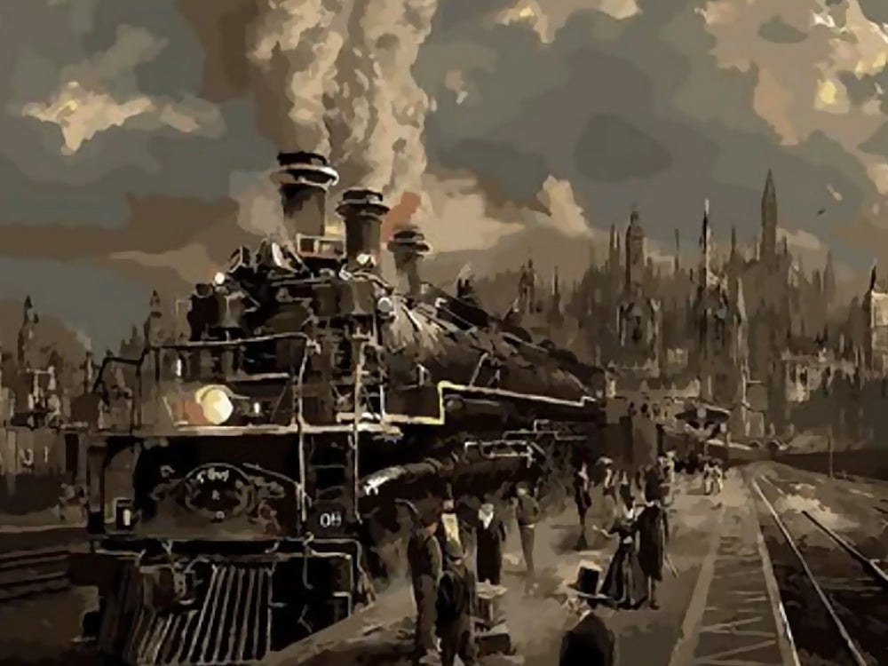 Tren con Humo Saliendo de Chimenea Pintar por Números