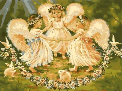 Tres Angelitos en el Jardín Pintar por Números