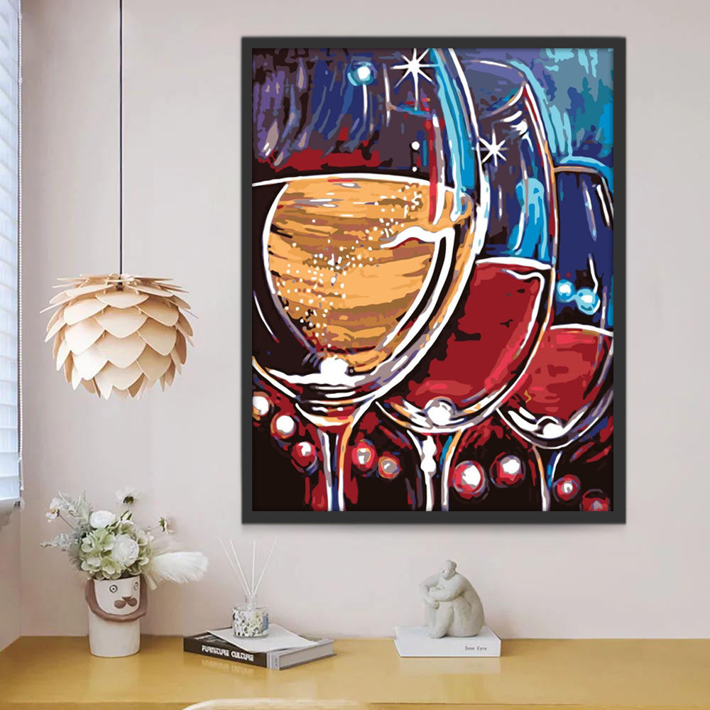 Tres Copas de Vino en la Noche Pintar por Números