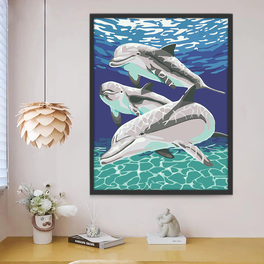 Tres Delfines Submarinos Pintar por Números