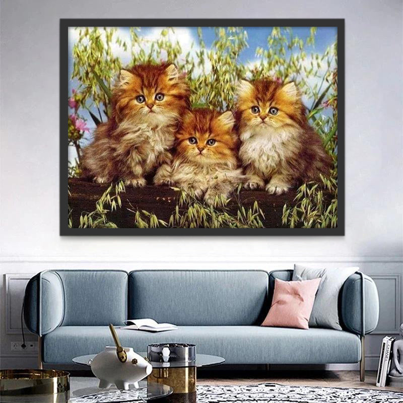 Tres Gatos en la Rama de Árbol Pintar por Números