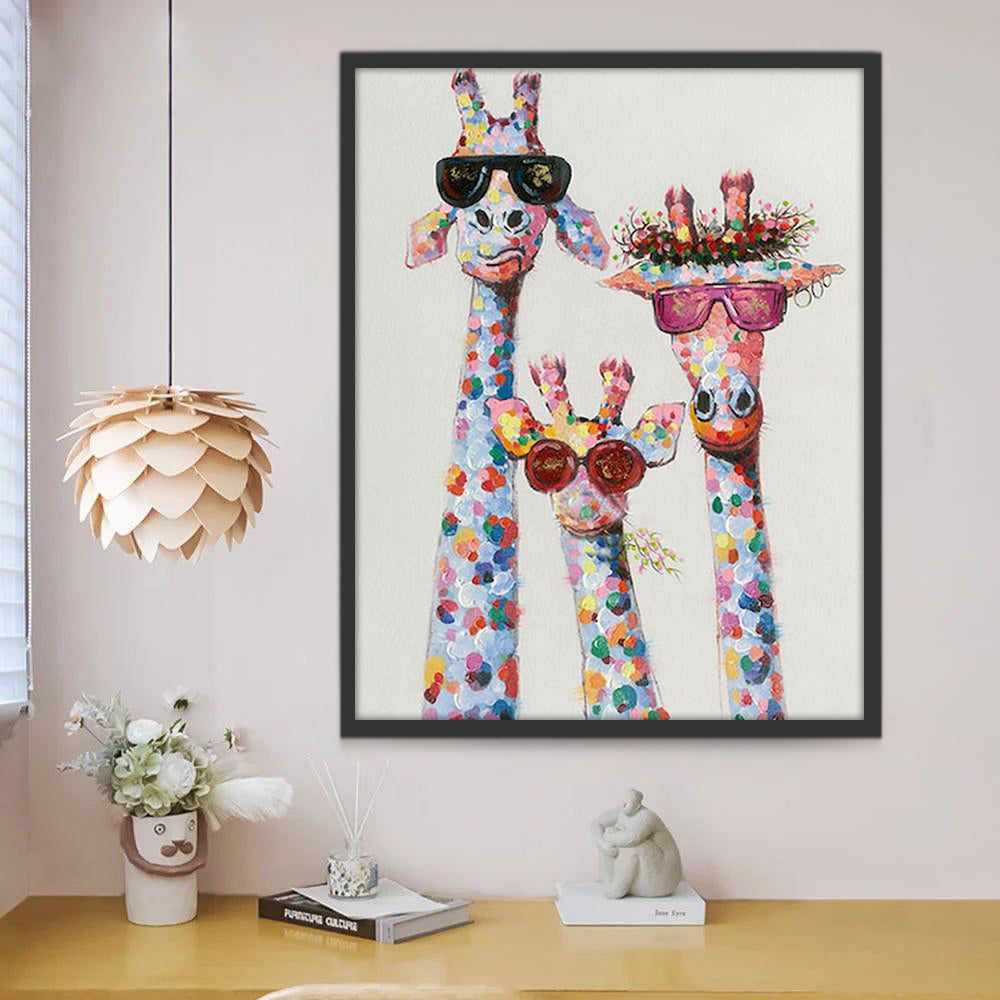 Tres Jirafas de Puntos Coloridos con Gafas de Sol Pintar por Números