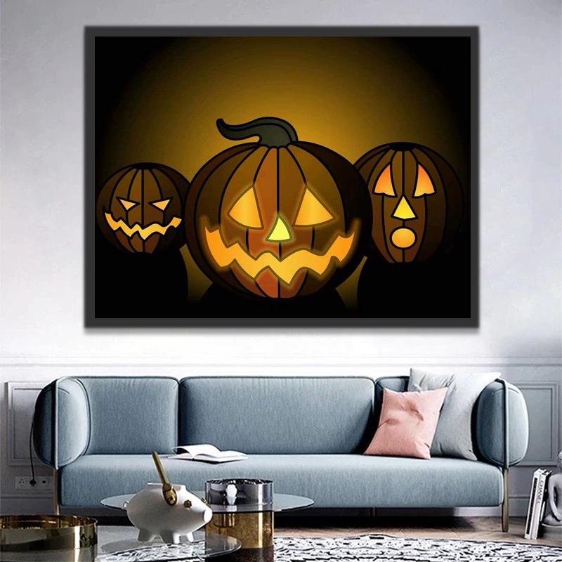 Tres Linternas de Calabazas de Halloween Pintar por Números