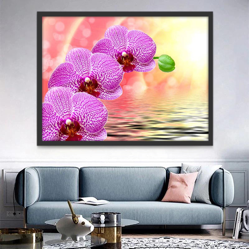 Tres Orquídeas Moradas y un Capullo Verde Pintar por Números