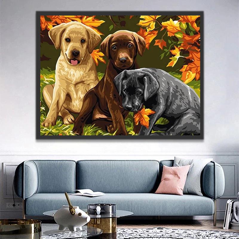 Tres Perros en el Césped Pintar por Números