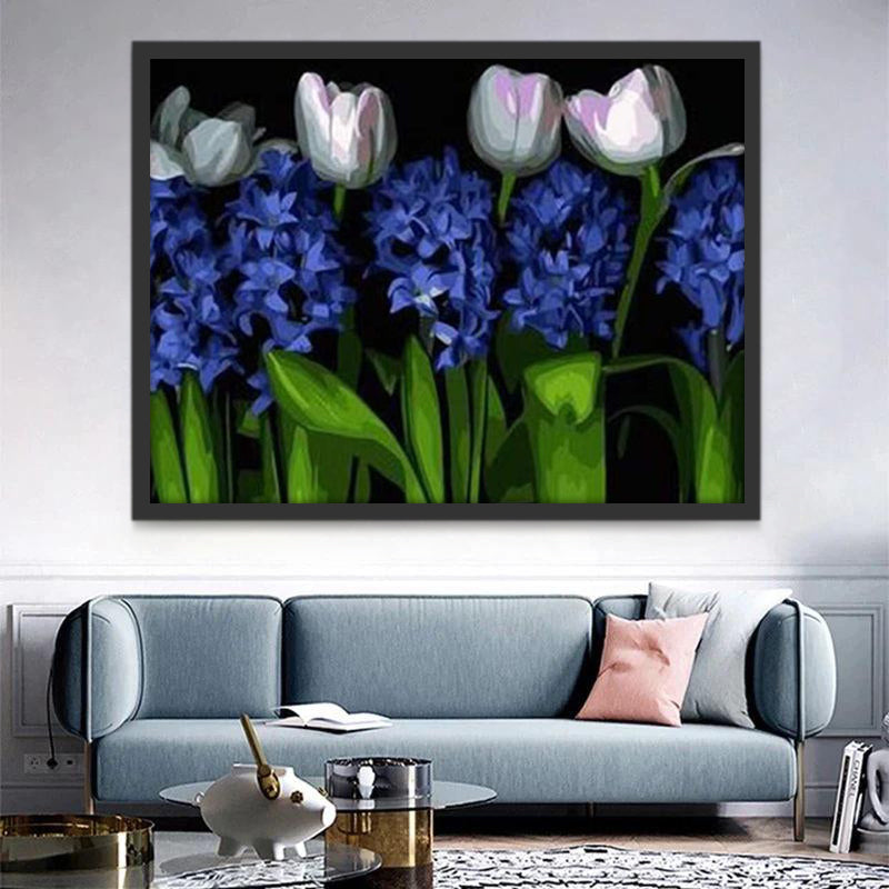 Tulipanes Blancos y Los Jacintos Morados Pintar por Números