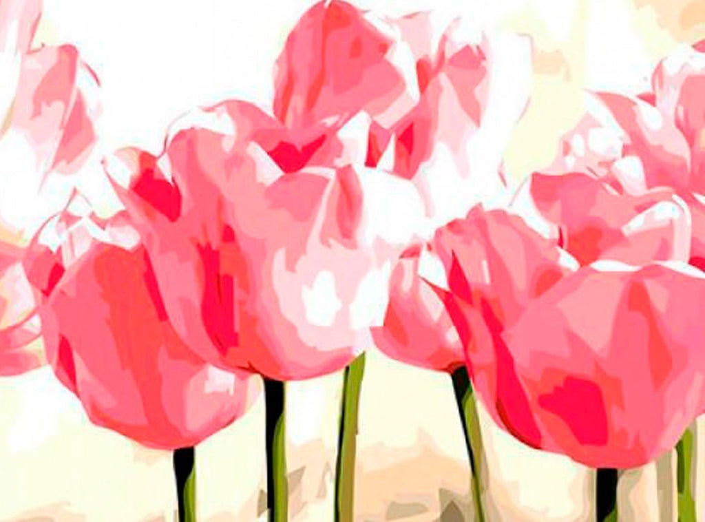 Tulipanes de Color Rosado al Sol Pintar por Números