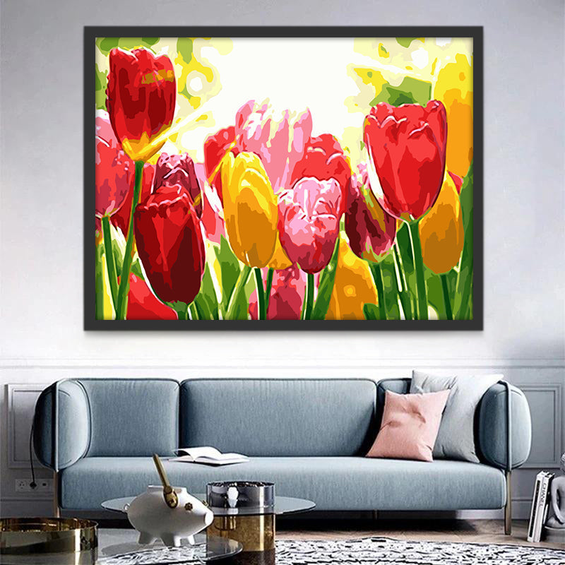 Tulipanes de Colores Diferentes al Sol Pintar por Números