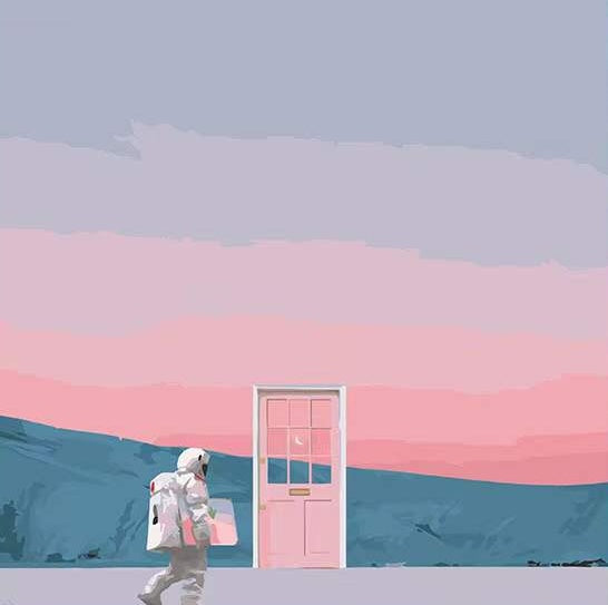 Un Astronauta y Puerta Rosada Pintar por Números Niños
