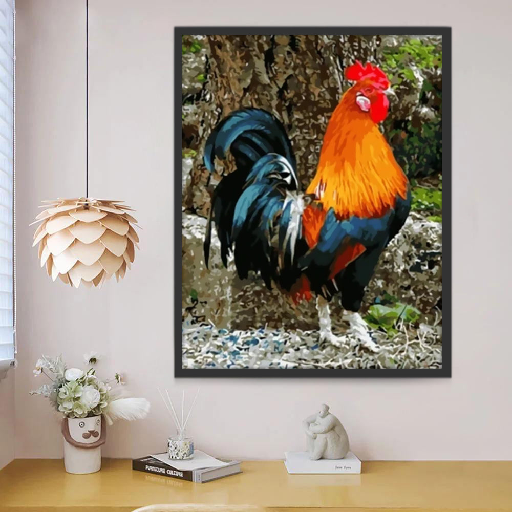Un Gallo al Lado de Árbol Pintar por Números