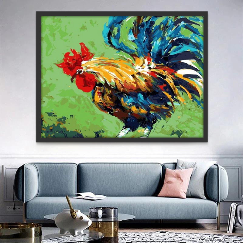 Un Gallo con Cola Azul Pintar por Números