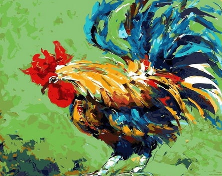 Un Gallo con Cola Azul Pintar por Números