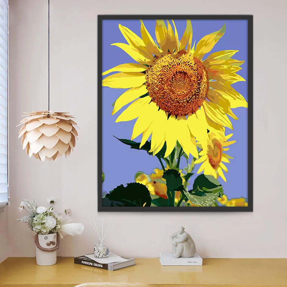 Un Girasol Alto en el Fondo Morado Claro Pintar por Números